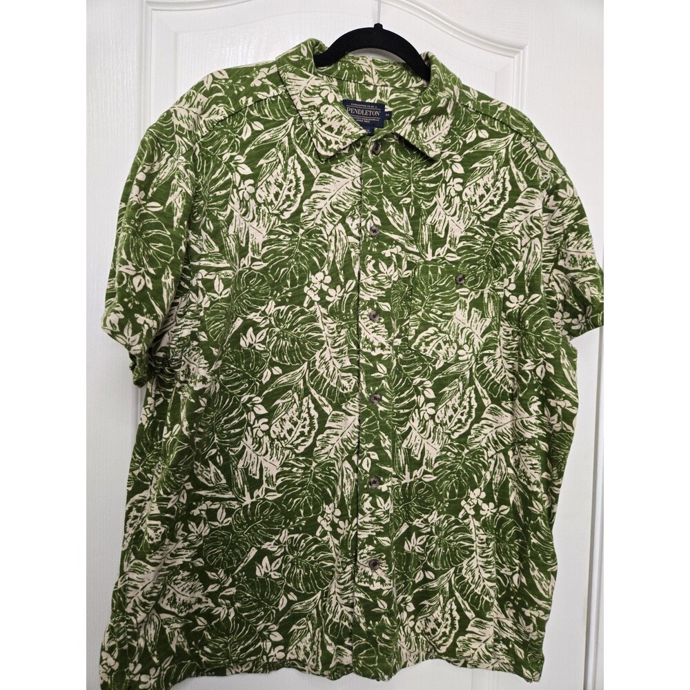 Pendleton Woolen Mills Wayside Shirt Hawaiian Mens XL Green Floral Button Up